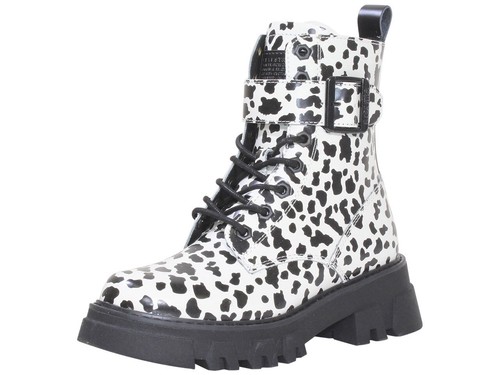 Giselle-Leopard Boots Combat Lace-Up 