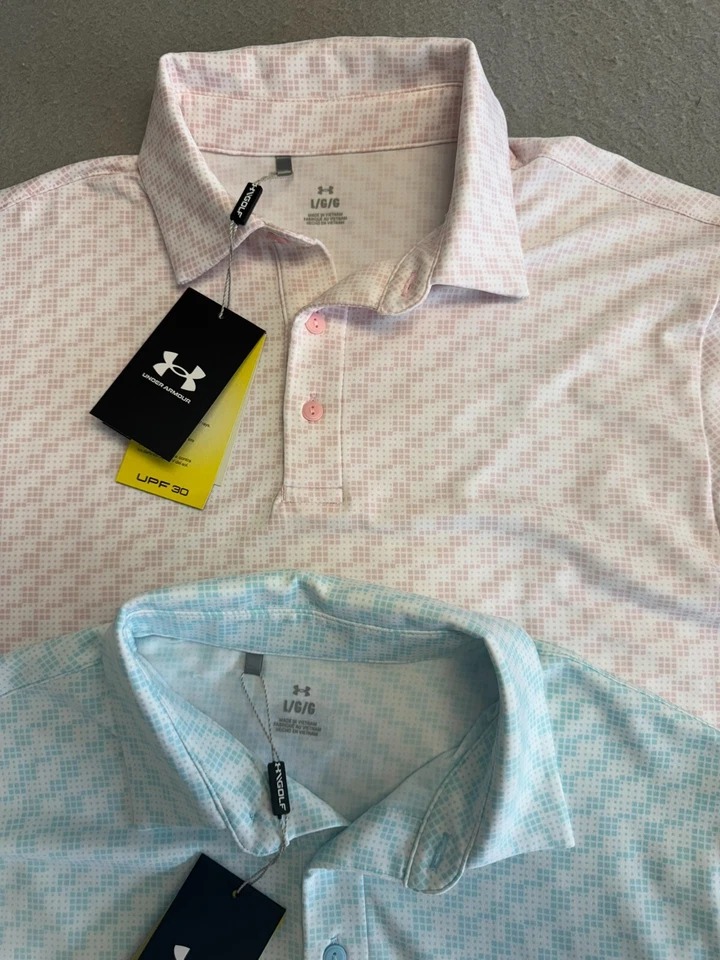 (2) Juego de 2 polos de golf Under Armour nuevos Drive Clubhouse precio de venta sugerido por el fabricante 160 USD Foto 2 de 4