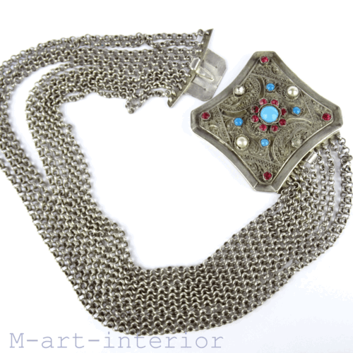 Antike Kropfkette, 13 lot Silber, Wagner Schwäbisch Gmünd, Biedermeier um 1820 - Bild 3 von 8