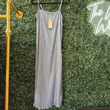 Madewell The Goldie Dress in Plissé Pleated Blue Women's Size 6 slip dress