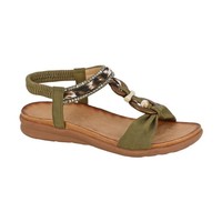CIPRIATA - GIOVINA | Ladies Bohemian Look Woven Strap Slingback Sandal Khaki