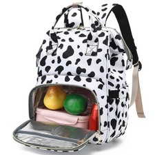 Cow Print Insulated Lunch Laptop Backpack for Women Girls School Picnic Bag