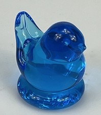 Vintage Leo Ward Glass Figurine Blue Bird of Happiness Signed 1989 Paperweight