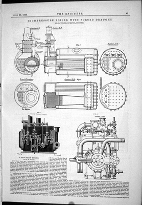 #ad Old Print 1888 High Pressure Boiler Forced Draught Turner Diagrams Steam 19th GBP 23.00