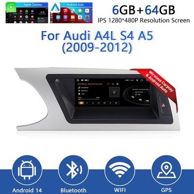 For 2009-2016 Audi A4 A5 S4 Q5 Autoradio Wireless CarPlay Android 14 64GB DAB