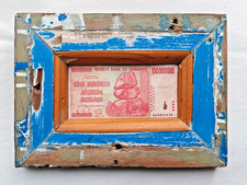 Oprawiony obraz z kolekcjonerskim banknotem Zimbabwe, wystrój domu