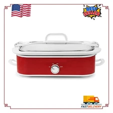 MST-5240 Slow Cooker – 3.5Qt, Locking Lid, Adjustable Temp, Red, Dishwasher Safe