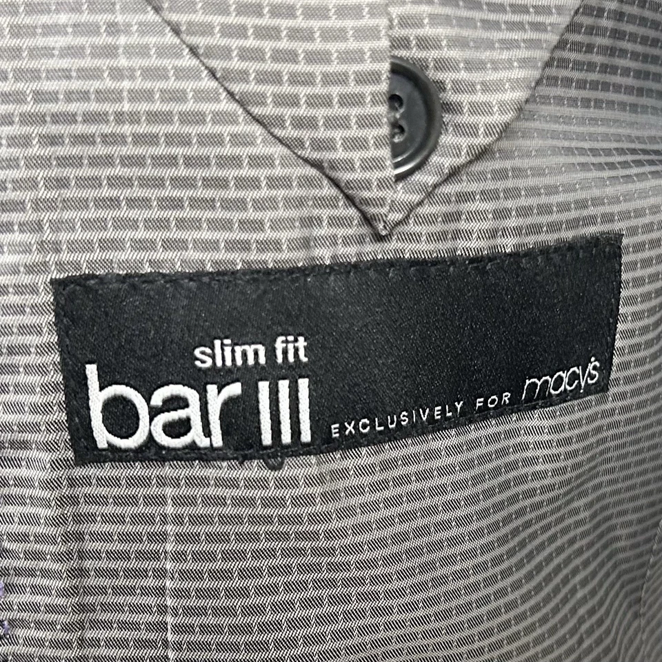 Jaqueta smoking Bar III 36R slim fit cinza mistura de lã pico lapela dois botões ventilados - Imagem 3 de 4