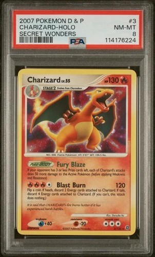 Pokemon 2007 Diamond & Pearl Secret Wonders Charizard Holo PSA 8