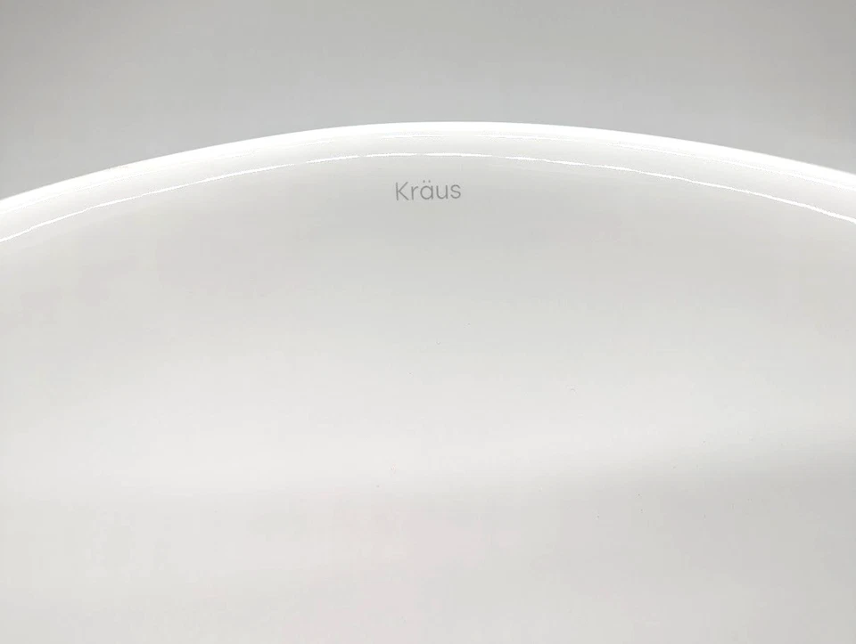 *VER DETALLES* KRAUS Elavo Recipiente Redondo Blanco Porcelana Cerámica Fregadero Baño Foto 3 de 4