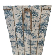 Chinoiserie Toile Storage Trash Bin Planter Decor Garden Blue White Gold 10"