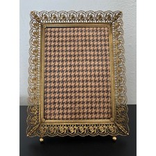 Vintage Gold Tone Metal Frame Floral Pattern