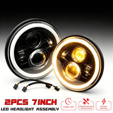 Pair 7" Round LED Headlights High Low Beam for Jeep Wrangler JK TJ LJ CJ Trucks