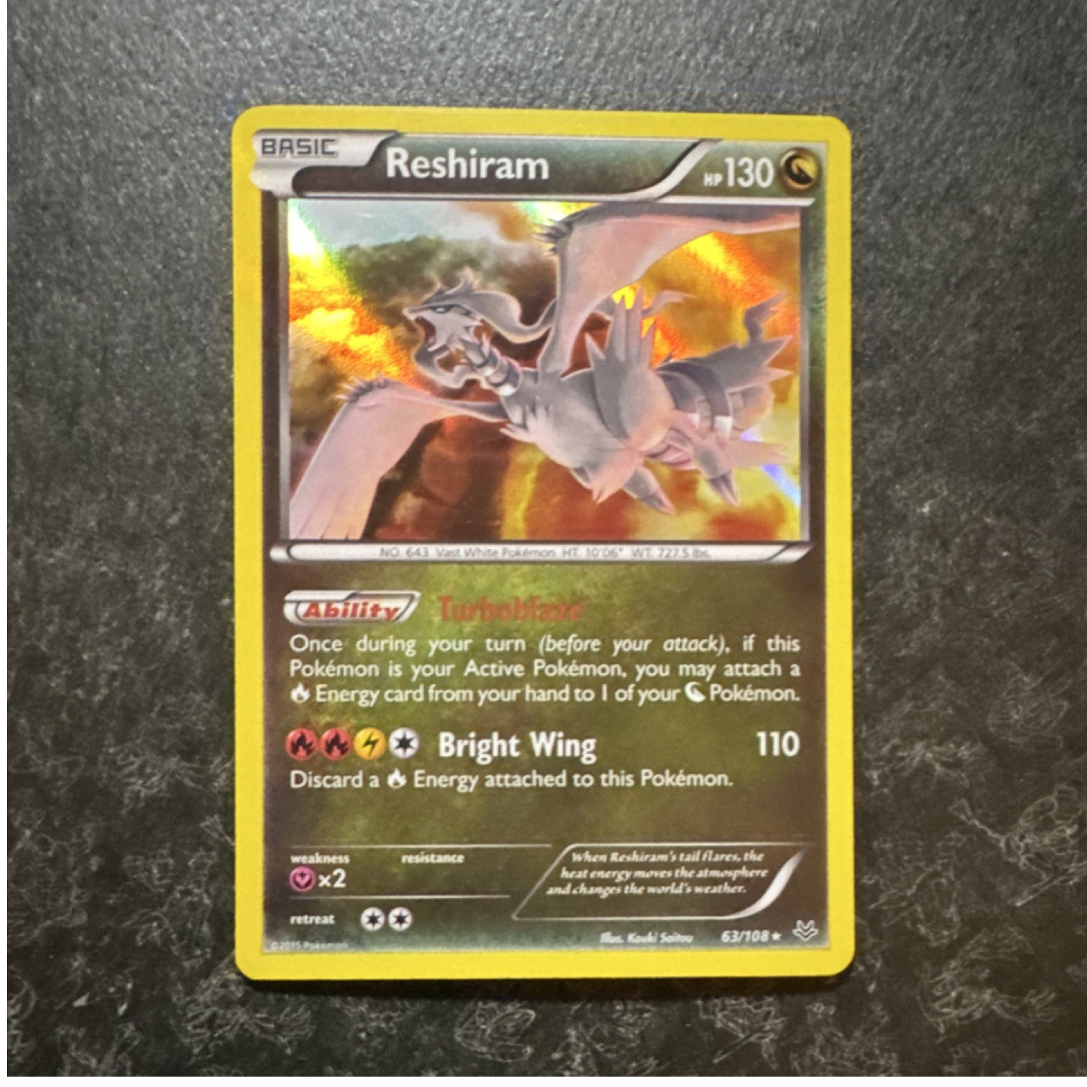 The Pokémon Company Reshiram 63/108 Roaring Skies Holo Rare Basic 130 HP Eng