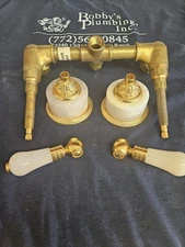 Phylrich K3243-025 Two Handle Shower Set Poliched Gold & Pink Onyx