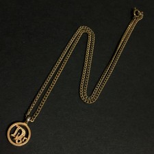 EGA Christian Dior Logo Gold Tone Pendant Necklace/2BL0013
