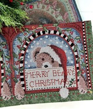 Merry Berry Christmas Table Runner 52x 13 Holly Holiday Decor Tapestry Style