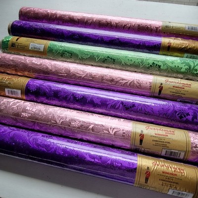 7 Vtg Guardsman Windsor Embossed Foil Rolls Floral Wrap Baking Crafts Lot