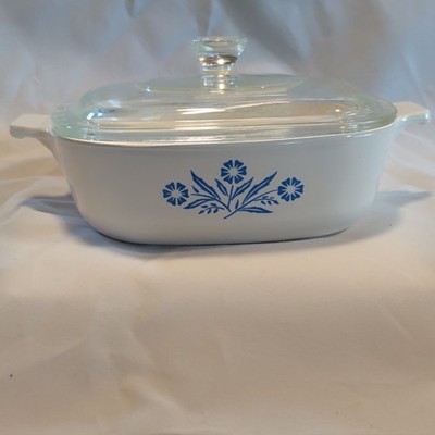 CorningWare 1 QT Blue Floral Square Casserole Dish P-1-B with Lid