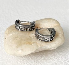 Textured Style Stainless Steel Huggie Hoop Earrings