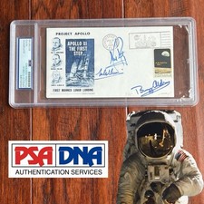 APOLLO 11 Signed “Type 2” INSURANCE COVER Crew Autograph JULY 1969 * PSA