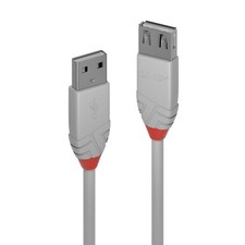LINDY 36712 USB 2.0 Type A Extension Cable, Anthra Line - Grey, 1m 1m Anthra Lin