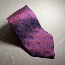 Chez Roff  Red and Blue Geometric Men  s Tie 100 Silk Made in USA