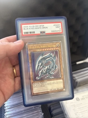 Yu-Gi-Oh Blue-Eyes White Dragon OP28-EN001 Euro Ultimate Rare PSA9