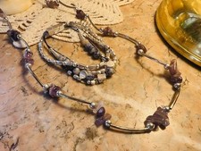 Lot collier bracelet pierre naturelle améthyste jaspe argenté