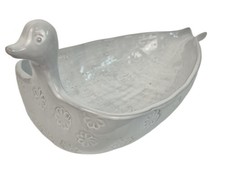 Large Ceramic Duck Bowl White Glazed Heavy Decorative Animal Farm Range 34 cm