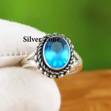 Blue Topaz Ring  925 Sterling Silver  Vintage Ring  Women's Ring  SZ 5-13