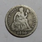 1890 Seated Liberty Dime 10c Coin - Philadelphia - 90% Silver
