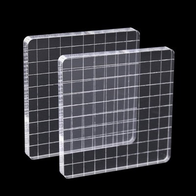 2Pcs Clear Stamp Blocks Set, Square 4 x 4 Inch Acrylic Blocks for Stamping Wi...