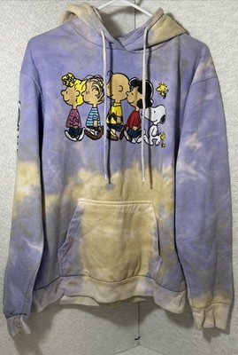 Peanuts Charlie Brown Women s S Pullover Purple Yellow Oversized Hoodie Snoopy