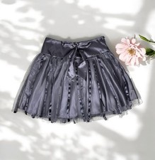Gray Tulle Mesh Satin Mini Skirt Pleated Whimsigoth Dark Romance Fairy Formal 7