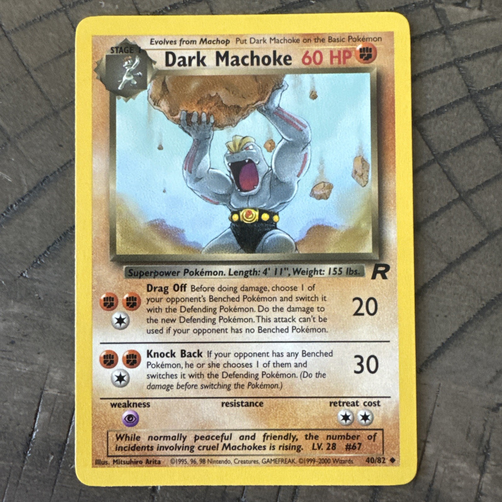 Pokémon TCG | Dark Machoke - 40/82 Non-Holo | Team Rocket Set 2000 | Vintage
