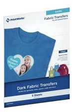 60 12 x 5 Packs Printworks Dark T-Shirt Transfers Dark Fabrics Inkjet Printer