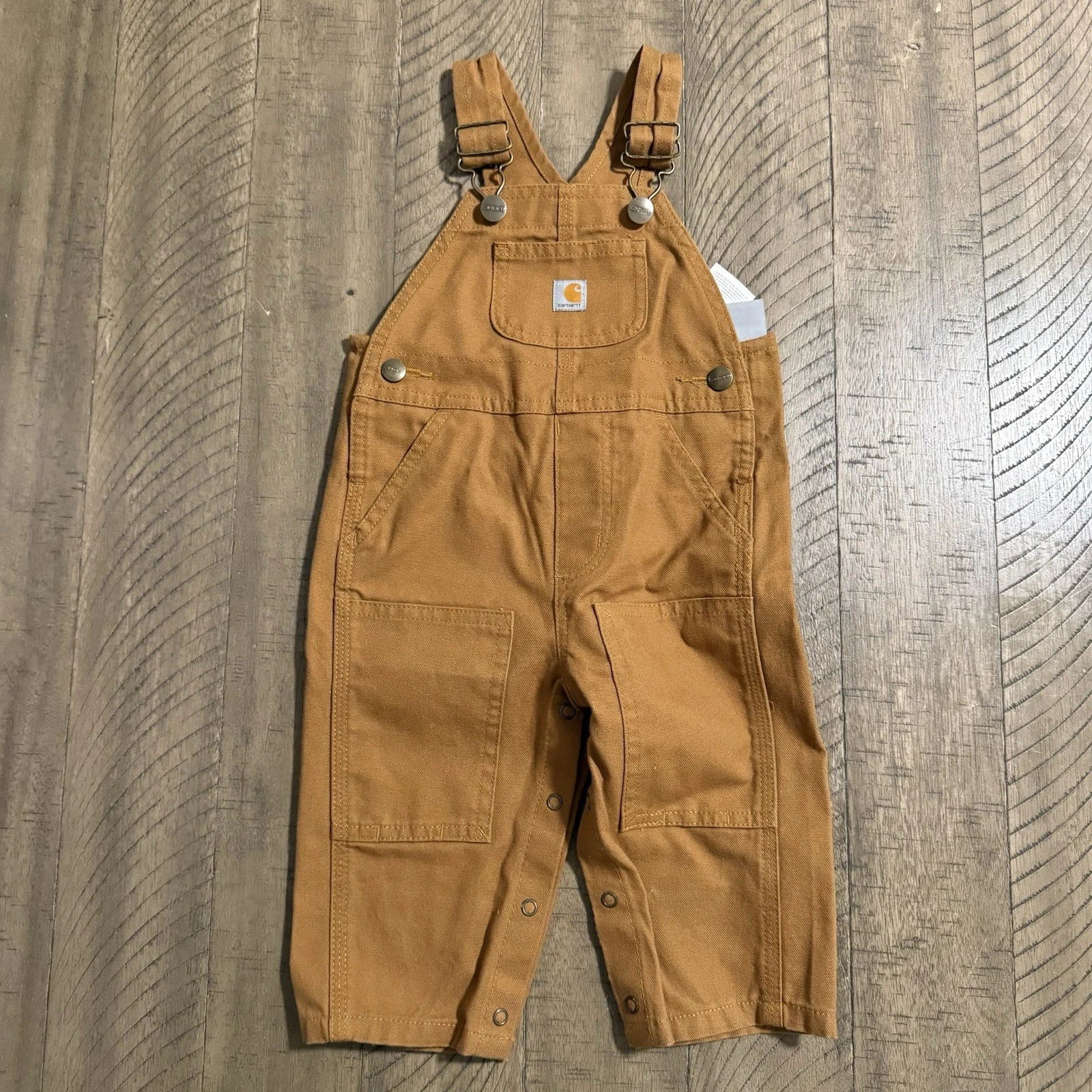 Toddler Carhartt Brown Hooded Zip Jacket & Overalls 2-Piece Outfit Set 9M-12M