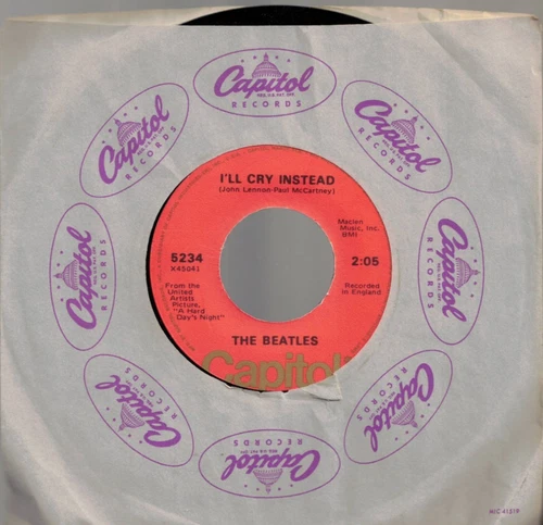 I'll Cry Instead by The Beatles (7" Vinyl, 1976, Capitol 5476 Reissue) GOOD+