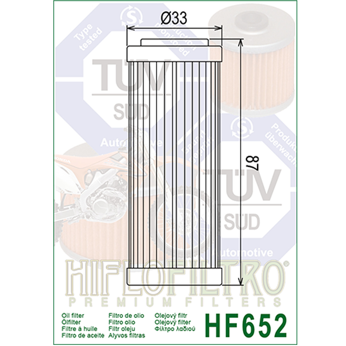 Hiflofiltro HF652 Oil Filter 5 Pack KTM 500 EXC-F, 250 XC-F, 450 XC-W