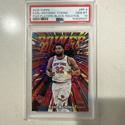 2025 TOPPS POWER PLAYERS BLACK HOLO FOIL #PP-4 KARL-ANTHONY TOWNS 9/10 PSA 10
