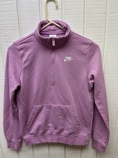 Nike Women  s XS Mock Neck Half Zip Sweatshirt Pink Embroidered Athleisure Casual