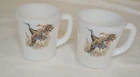 Set of 2 Vintage Fire King Coffee Mugs Mallard Duck Hunting milk glass USA