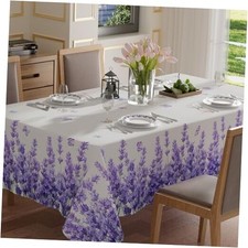 Watercolor Lavender Butterfly Spring Tablecloth 84" x 60" Rectangular 