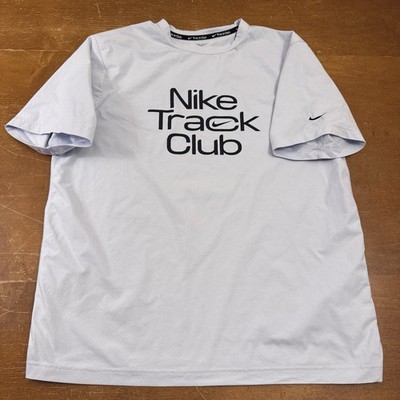 Nike Shirt Mens Large Gray Dri Fit Miler Running Short Sleeve Active Track Club