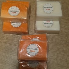 3 pack Kojic Acid  Glutathione Whitening Soap 140g Body Face HandsOrange White