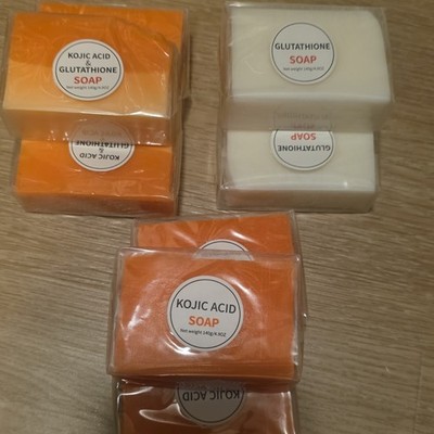 3 pack Kojic Acid & Glutathione Whitening Soap 140g Body Face HandsOrange White