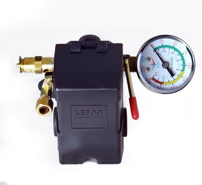 Air Compressor Pressure Control Switch 4 Ports 95-125 PSI w/ 0-200 Black 