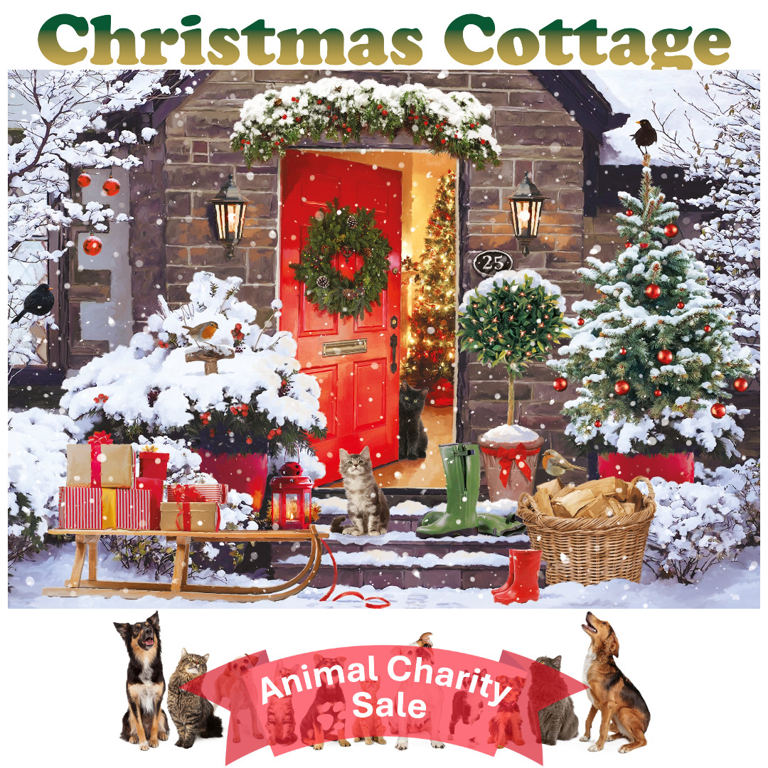 1000 Piece Jigsaw Puzzle - Christmas Cottage - Sale For Our Animal Charity - Cat