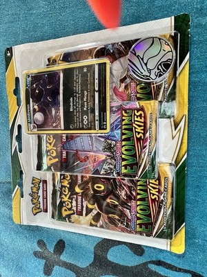 3er Blister Evolving Skies mit Umbreon Promo + Coin